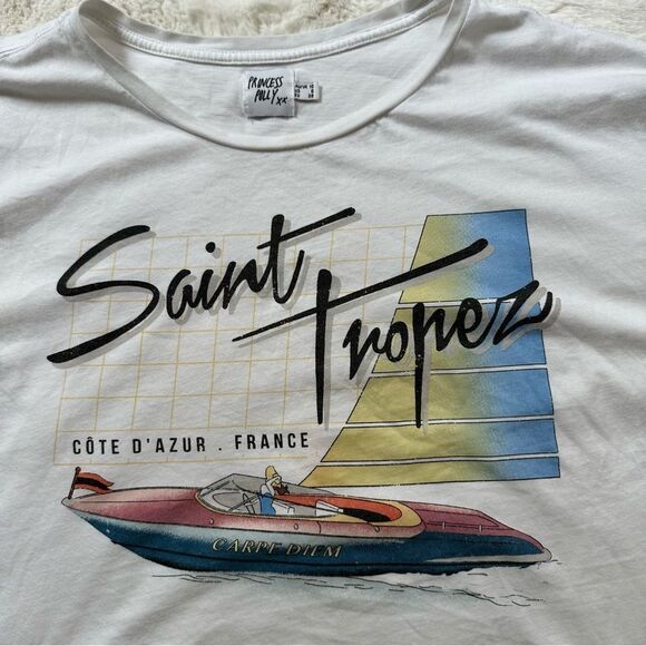 Princess Polly oversized white graphic tee Saint Tropez - Picture 3 of 12